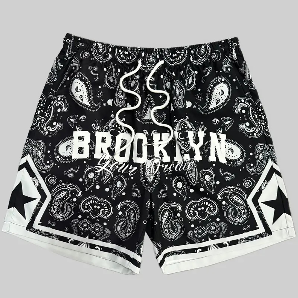 Men'S Fashion New York - กางเกงขาสั้นเด็กผู้ชายลายกราฟิกสตรีทแวร์สไตล์นิวยอร์ก บรูคลิน สำหรับฤดูร้อน แฟชั่นชายหาด กีฬา และลำลอง