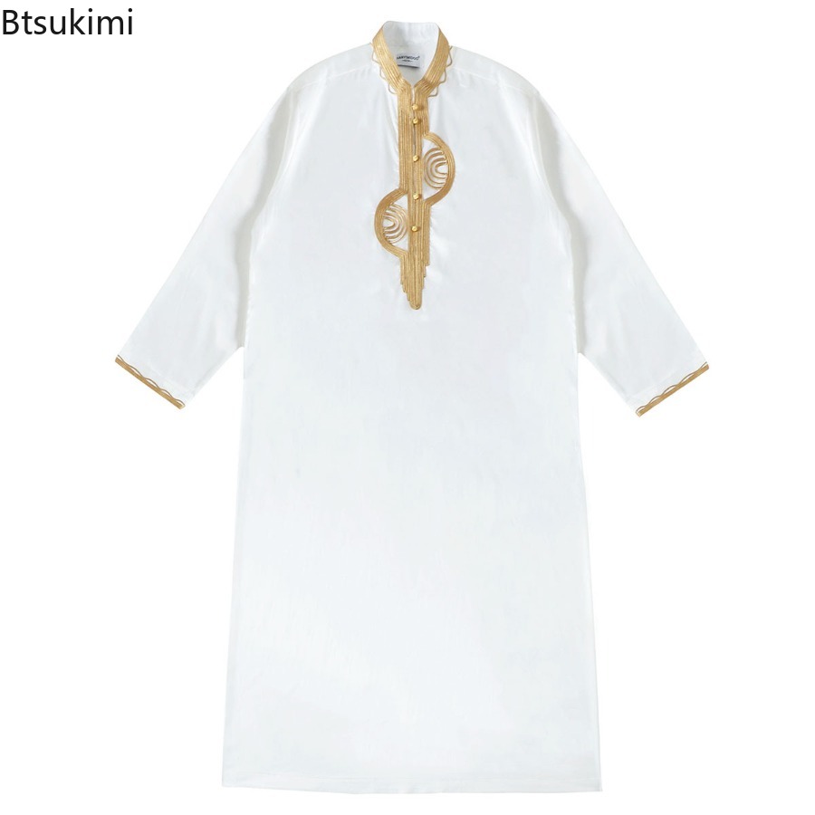 Men'S Fashion Kurta - เสื้อคลุมผู้ชายมุสลิมตะวันออกกลาง แขนยาวทรงหลวม แบบคาฟตัน โธบ คูร์ตา สไตล์อาหรับ