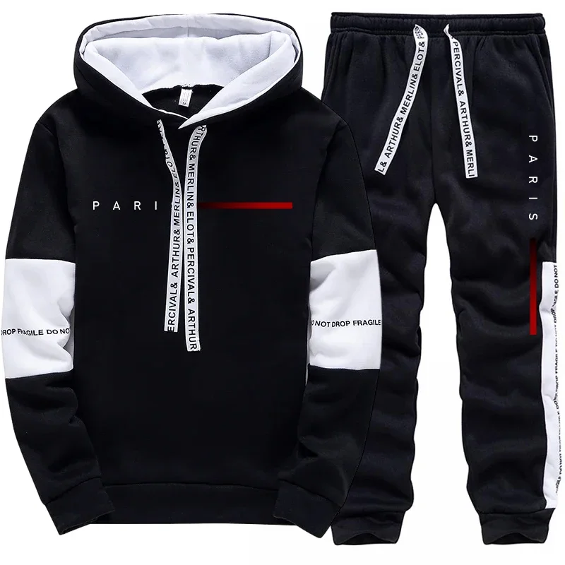 Paris Men'S Fashion - เสื้อฮู้ดผู้ชาย กางเกงวอร์ม แฟชั่นปารีส เสื้อฮู้ดสตรีทแวร์ รุ่นบางสำหรับผู้ชาย ชุดลำลองสำหรับใส่ทุกวัน