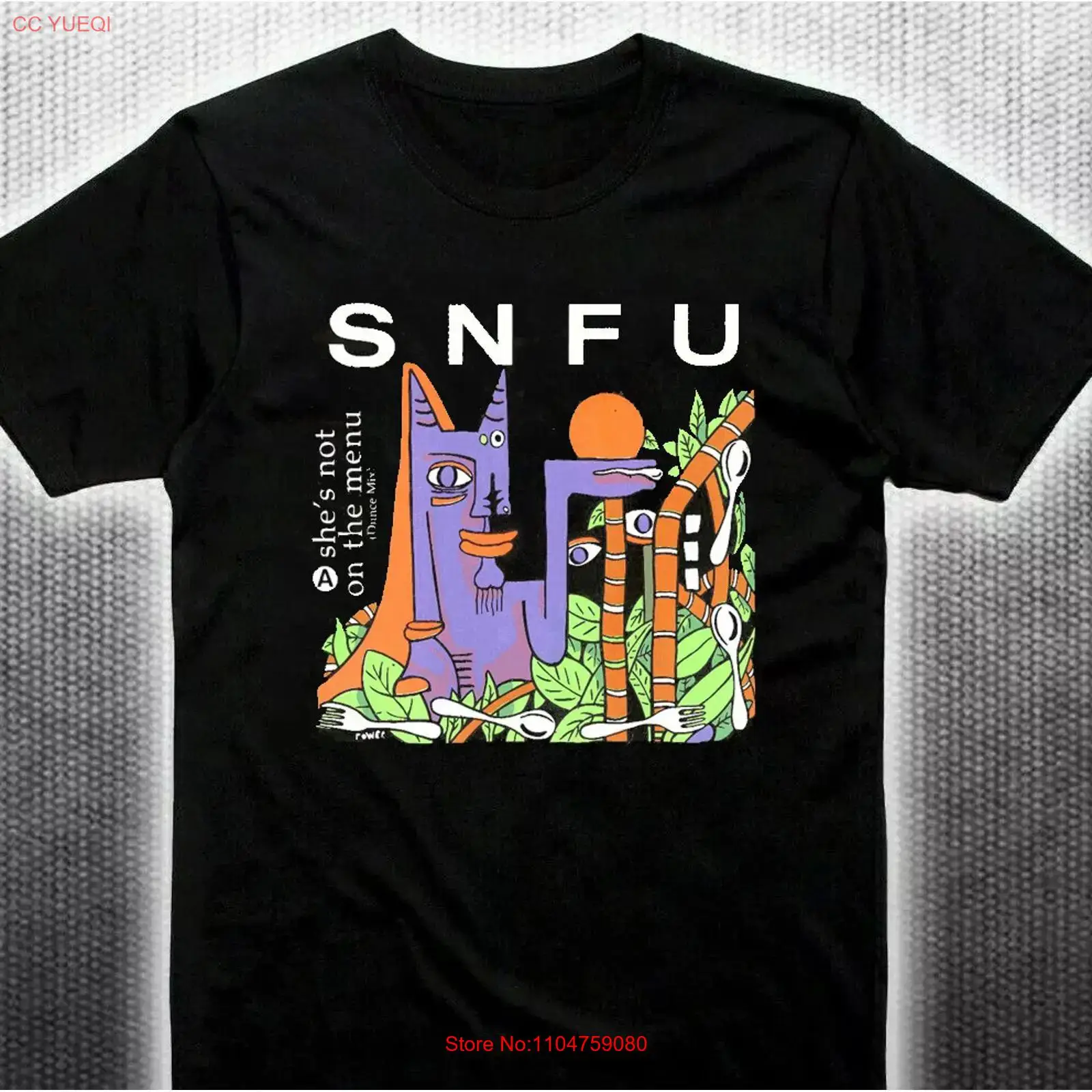 Mens Fashion Black Shirt - หายากมาก SNFU Band เสื้อยืดผ้าฝ้ายสีดำทุกไซส์ S 5XL