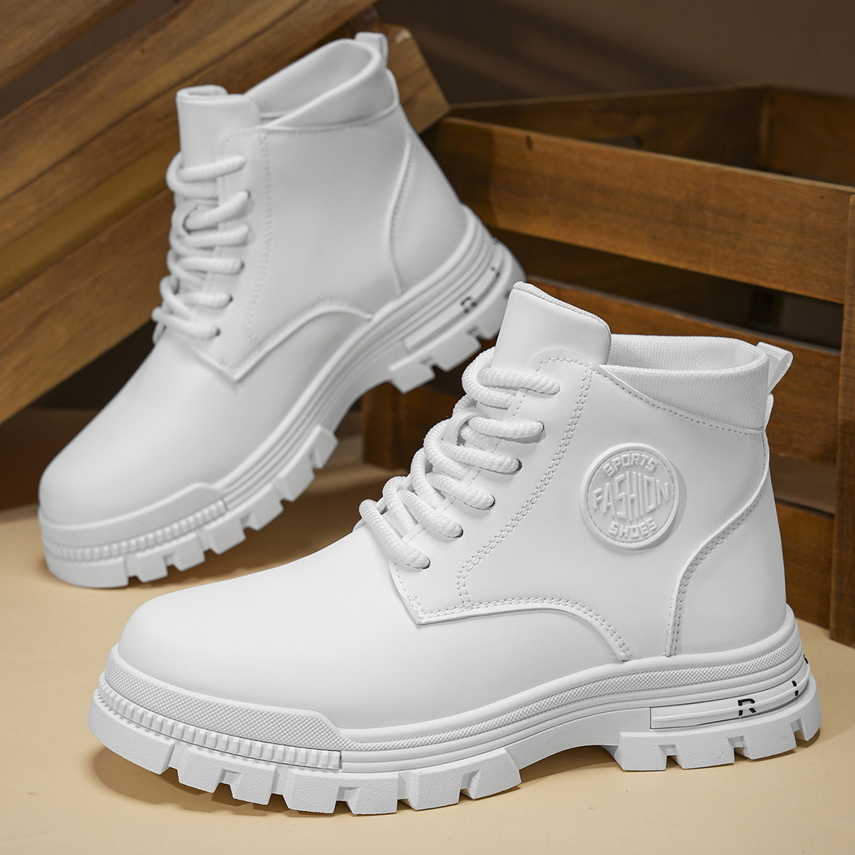 Men'S Fashion Footwear - รองเท้าบูทมอเตอร์ไซค์สีขาวสำหรับผู้ชาย แฟชั่นทุกฤดู เหมาะสำหรับฤดูใบไม้ร่วง ฤดูหนาว เดินป่า ปีนเขา
