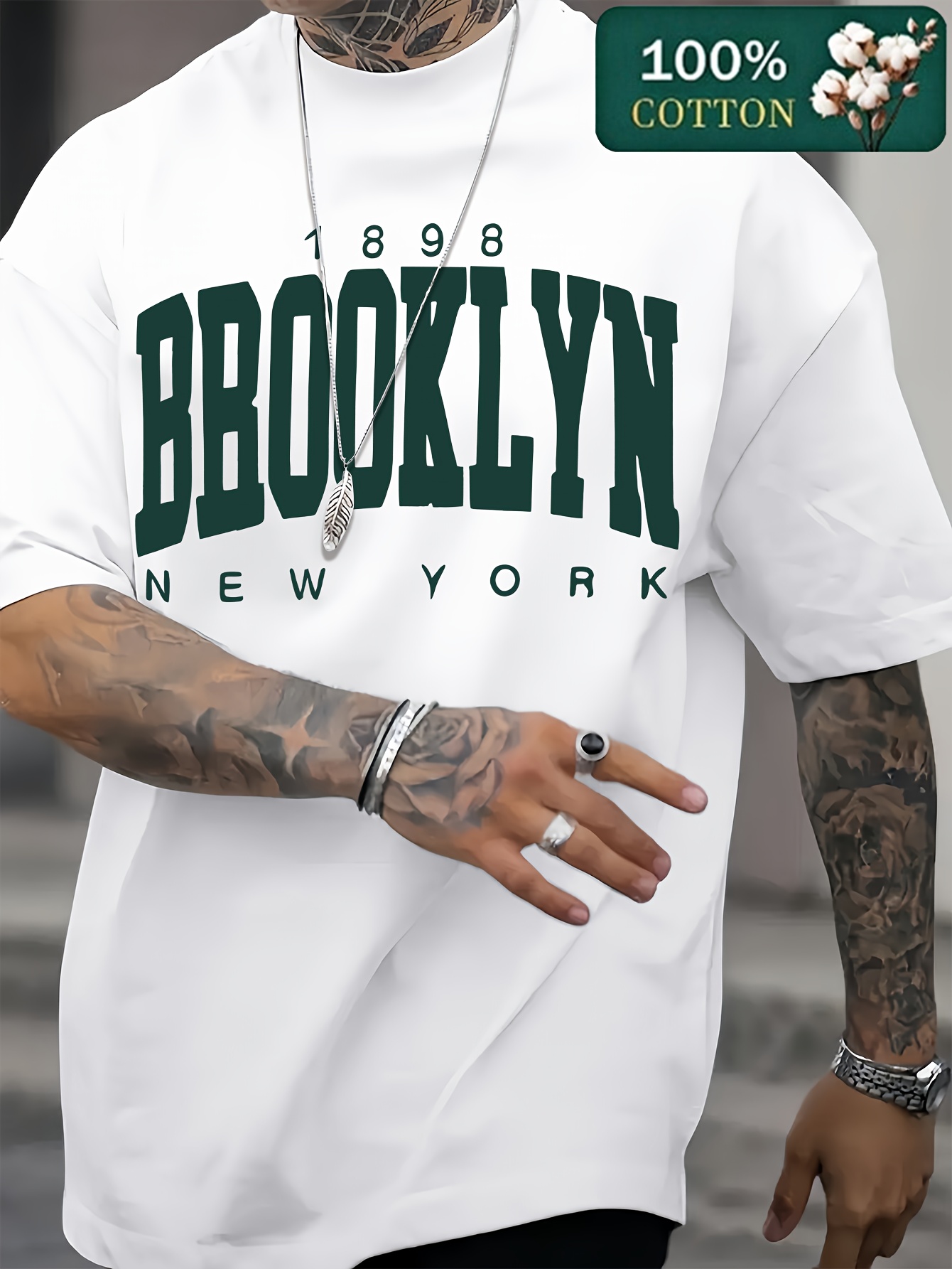 Men'S Fashion New York - เสื้อยืดแขนสั้นคอกลมลำลองสไตล์สปอร์ตสำหรับผู้ชาย แฟชั่นฤดูร้อน 1898 บรูคลิน นิวยอร์ก เสื้อท็อปอเนกประสงค์