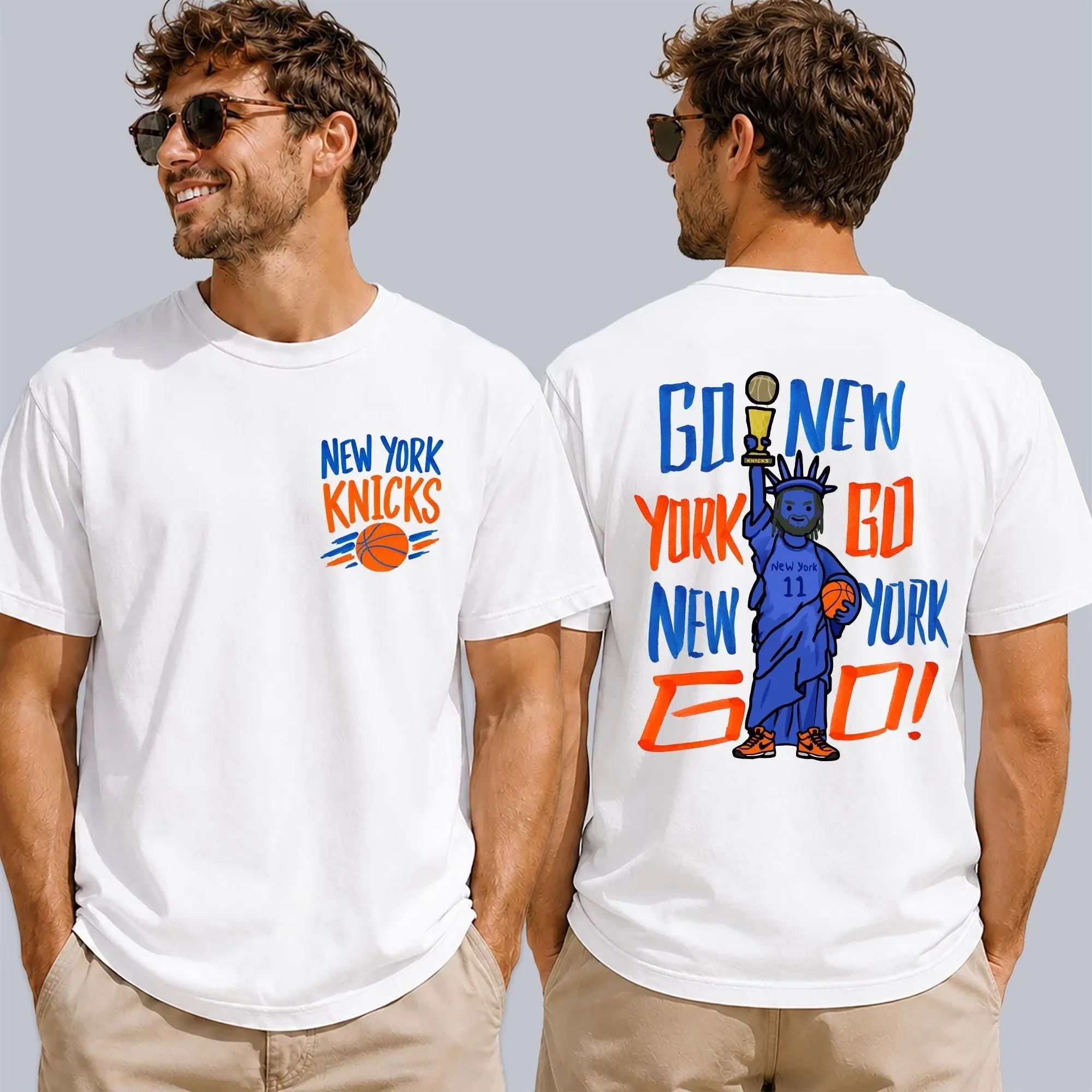 Men'S Fashion New York - จาเลน บรันสัน นิวยอร์ก NY-Knicks Go เสื้อยืดกราฟิกผู้ชายและผู้หญิงผ้าฝ้าย