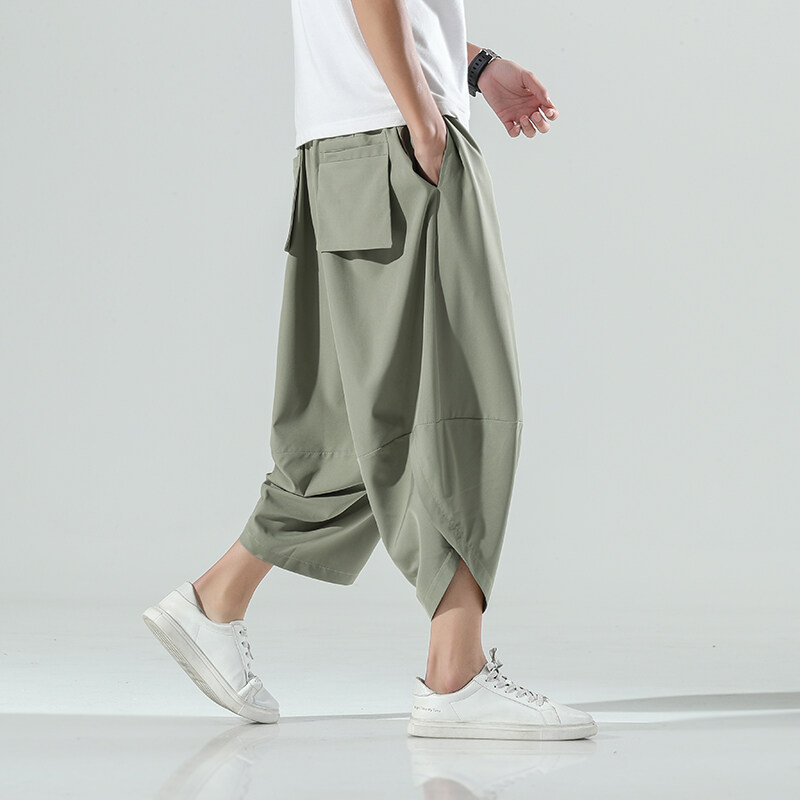 Men'S Fashion Pants 2025 - กางเกงฮาเร็มสไตล์จีนสำหรับผู้ชาย ฤดูร้อน 2025 กางเกงสตรีทแวร์ฮาราจูกุ ผู้ชาย กางเกงวินเทจสีพื้น
