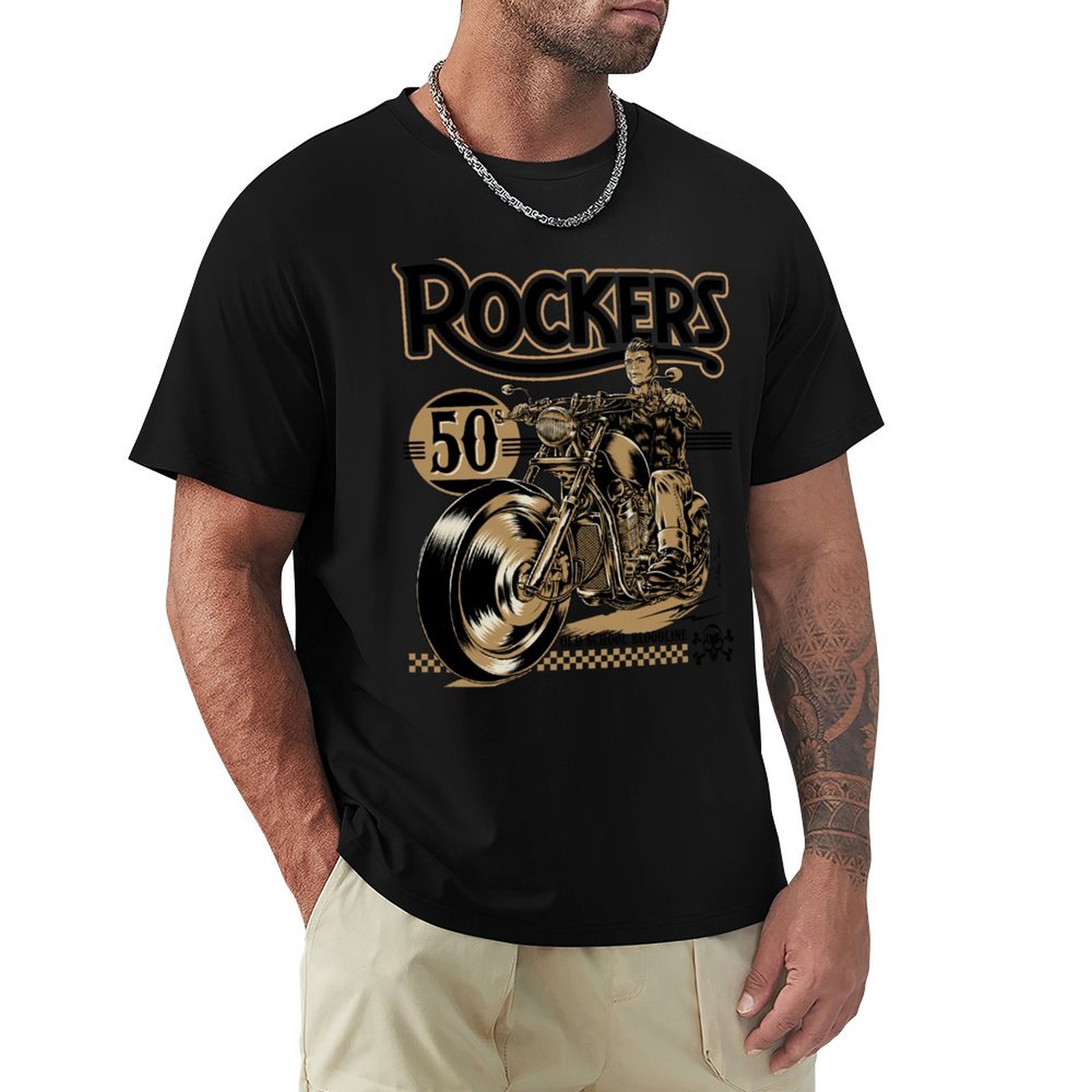 Mens Fashion In The 50S - เสื้อยืด Rockers 50s แฟชั่นฤดูร้อน เสื้อยืดลำลอง