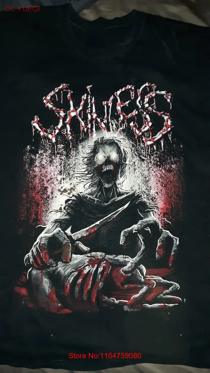 Mens Fashion Black Shirt - Skinless Band สําหรับเพื่อนเสื้อยืดสีดําผ้าฝ้ายทั้งหมดขนาด 7D1881 vintage ล้าง