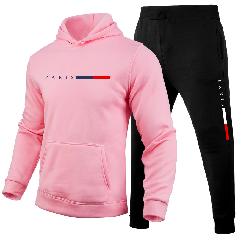 Paris Men'S Fashion - ชุดแฟชั่นผู้ชายปารีส 2026 เสื้อฮู้ดและกางเกงวอร์ม ชุดลำลองสำหรับฤดูใบไม้ร่วงและฤดูหนาว เหมาะสำหรับใส่เล่นกีฬาหรือวิ่งจ๊อกกิ้งกลางแจ้ง
