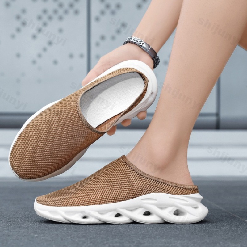 Mens Fashion Summer 2025 - Fly Weave Designแฟชั่นสบายๆหนาSoledรองเท้าแตะครึ่งสําหรับชายฤดูใบไม้ผลิ 2025 ใหม่สบายBreathableตาข่ายChunkyลากรองเท้า