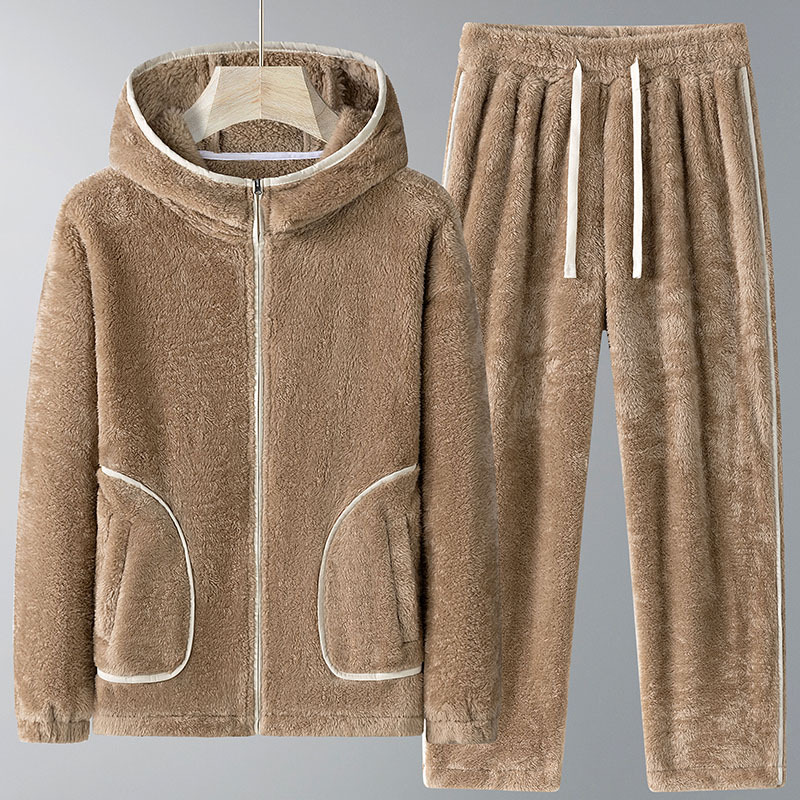 Mens Fashion Zip Up - ชุดฮู้ดดี้ผู้ชายใหม่สำหรับฤดูหนาวปี 2026 พร้อมผ้าฟลีซหนานุ่ม ป้องกันลมและความหนาว ให้ความอบอุ่นและทันสมัย ชุดลำลองสองชิ้น