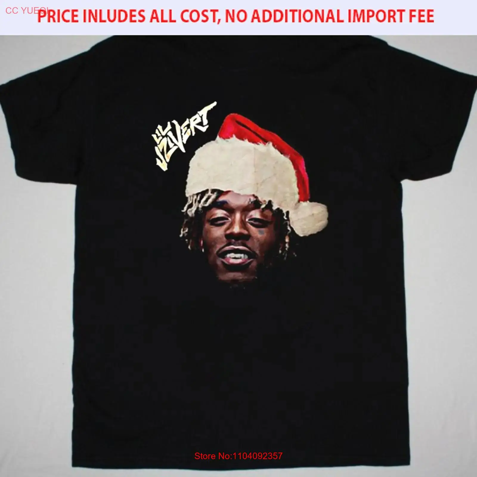 Mens Fashion Black Shirt - เสื้อยืด New Happy Christmas Lil Uzi