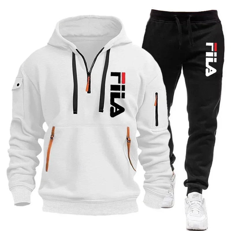 Mens Fashion Zip Up - ชุดเซ็ตเสื้อฮู้ดซิปหลายกระเป๋า+กางเกงขายาวสำหรับผู้ชาย คอลเลคชั่นฤดูใบไม้ร่วงและฤดูหนาวปี 2026 ชุดลำลองสไตล์สปอร์ตสำหรับผู้ชาย