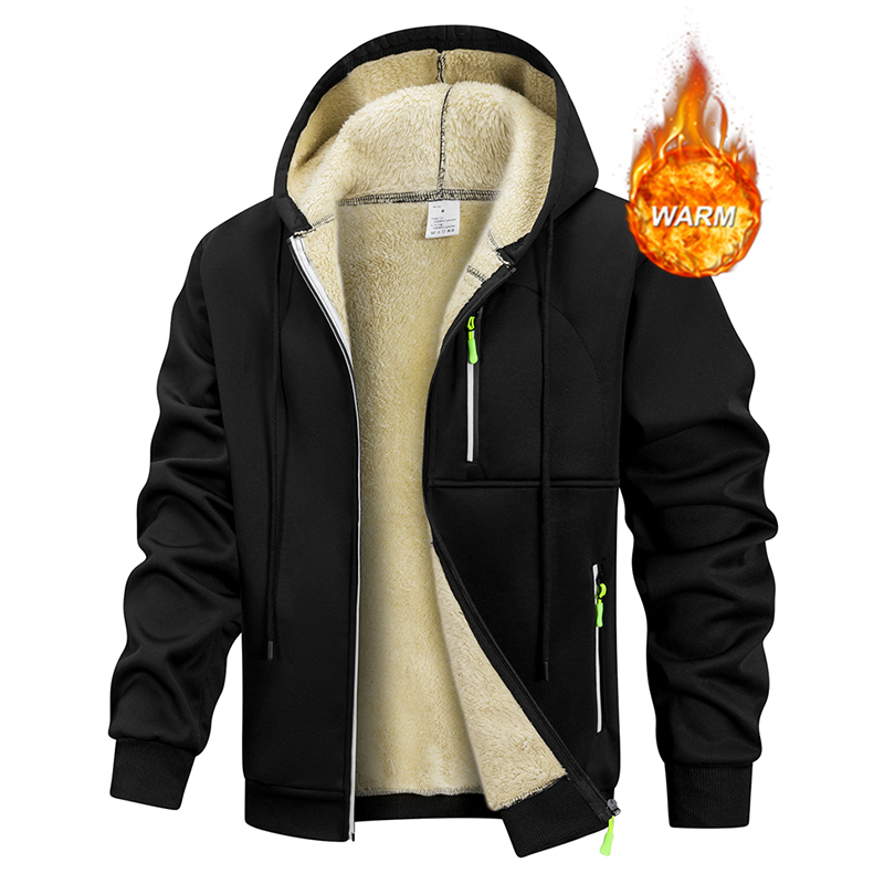 Sherpa Jacket Fleece - เสื้อแจ็คเก็ตบุขนเชอร์ปาสำหรับผู้ชาย ฤดูหนาว อุ่นสบาย สไตล์ลำลอง มีฮู้ด ซิปหน้า