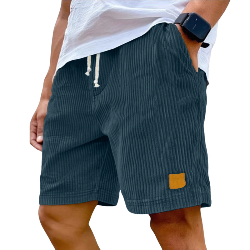 Men'S Fashion Labels - กางเกงขาสั้นลำลองผู้ชายสไตล์วินเทจปักลายหนัง แต่งเชือกผูกเอว แฟชั่นฤดูร้อน ระบายอากาศได้ดี เข้าได้กับทุกชุด