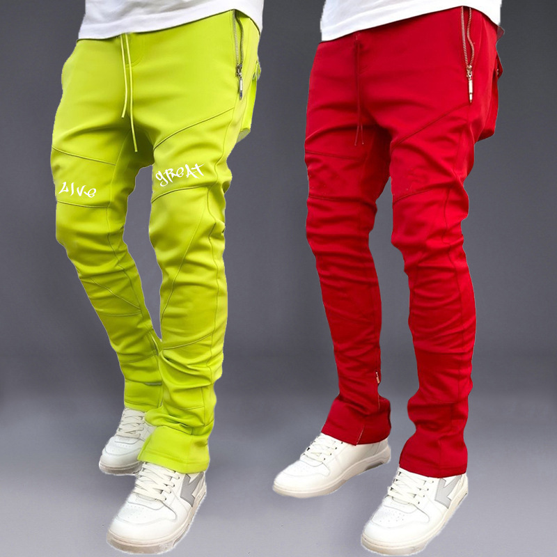 Men'S Fashion Pants 2025 - 2025 กางเกงกีฬาผู้ชายเกาหลีฤดูใบไม้ร่วง Bunched ข้อเท้ากางเกงยืด Slim กระเป๋านักเรียนกระเป๋าแฟชั่นแบรนด์วิ่งสบายๆกางเกงยาว
