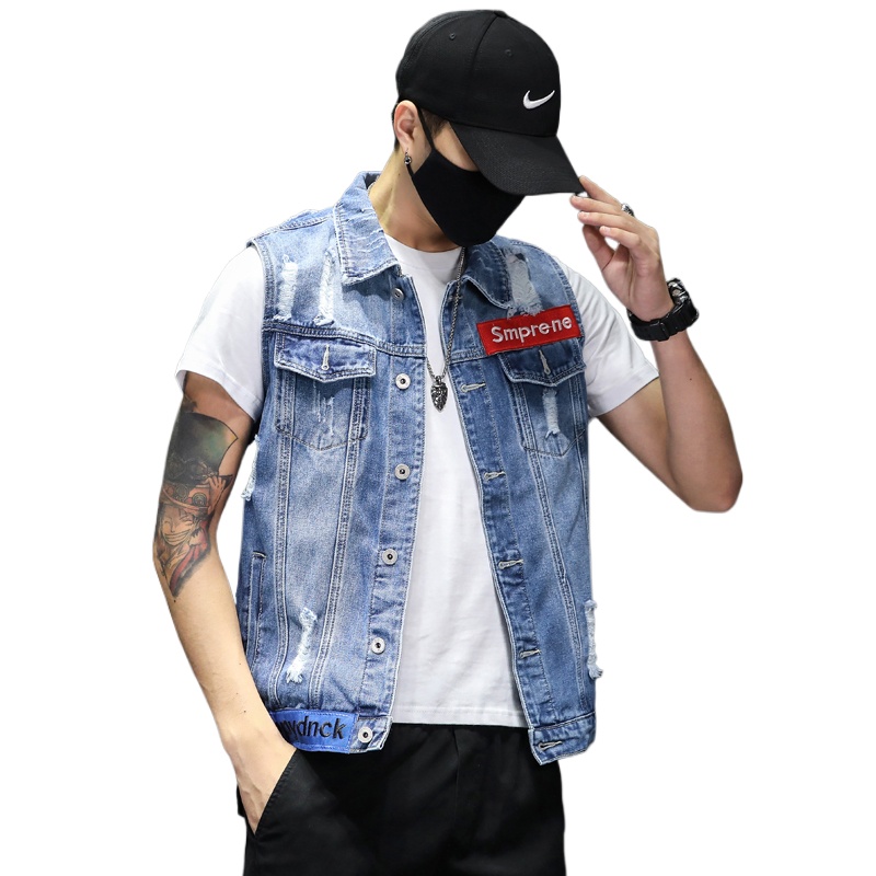 Men'S Fashion Vest With Jeans - ใหม่แฟชั่นผู้ชายสีฟ้า DENIM เสื้อกั๊กเสื้อกั๊กเสื้อแขนกุดคลาสสิก DENIM Coats เสื้อกั๊กชายผ้าฝ้ายกางเกงยีนส์เสื้อกั๊ก