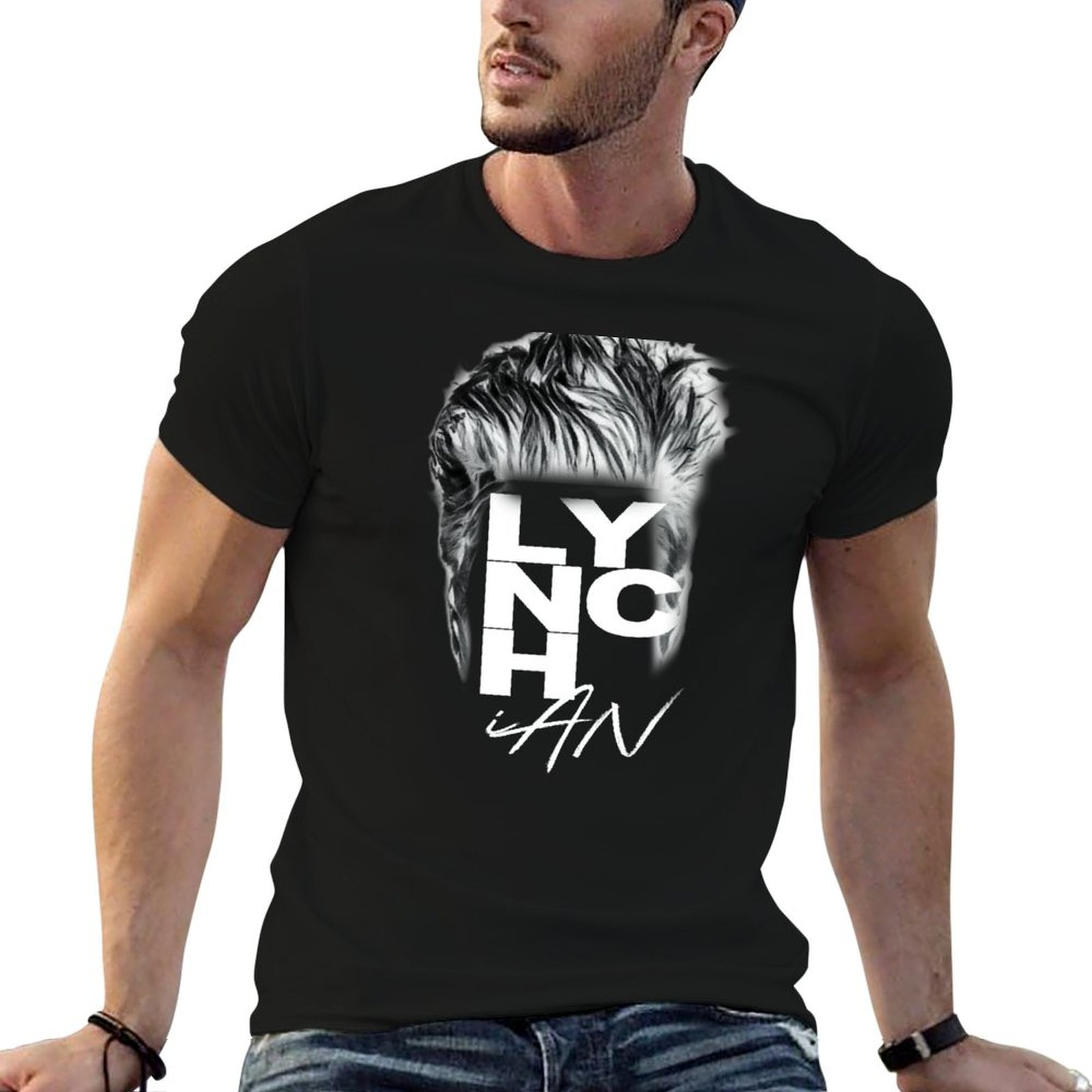 Men'S Fashion Haircuts - Lynch Haircut - เสื้อยืดสีดำแฟชั่นลำลองแขนสั้น