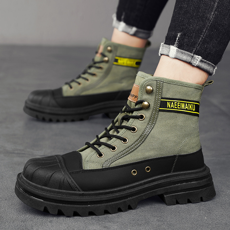 Men'S Fashion Footwear - รองเท้าบูทผ้าใบผู้ชายแฟชั่นทรงสูง รองเท้าลำลองใส่สบาย ระบายอากาศได้ดี รองเท้าทำงานสำหรับผู้ชาย รองเท้าบูทข้อเท้าดีไซน์หรูหรา รองเท้าผู้ชาย