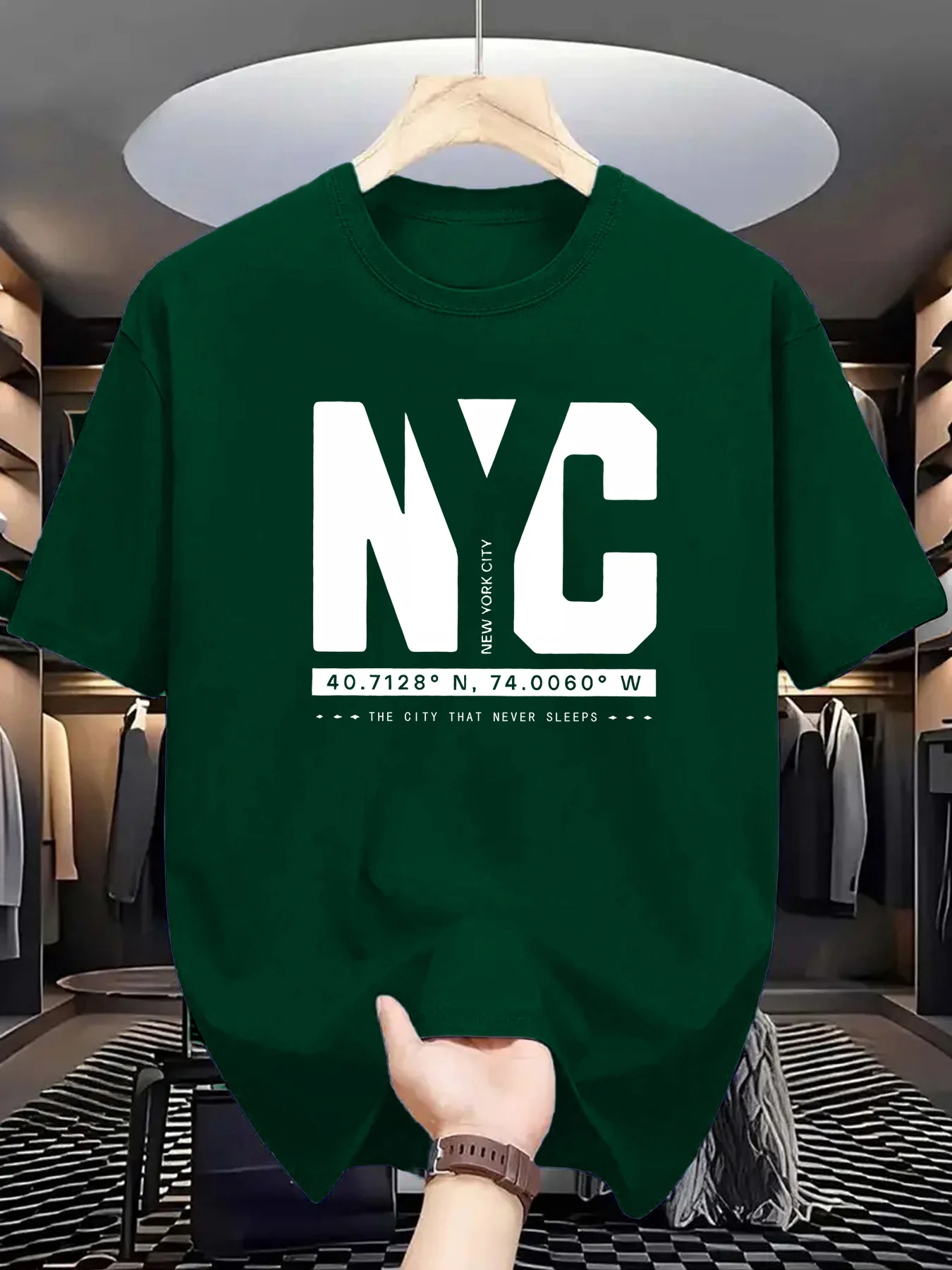 Men'S Fashion New York - เทรนด์แฟชั่นฤดูร้อนของผู้ชาย เสื้อยืดแขนสั้นคอกลมพิมพ์ลายสไตล์นิวยอร์กแบบลำลอง