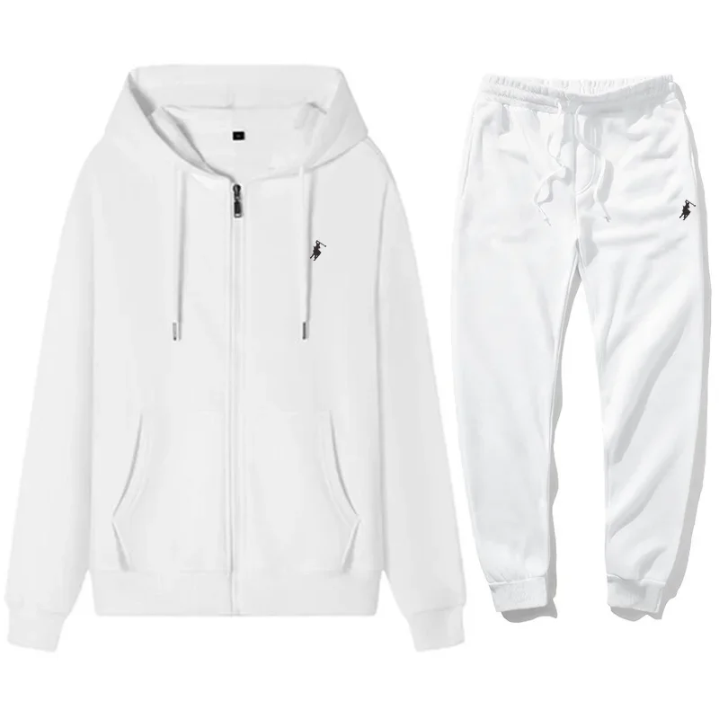 Mens Fashion Zip Up - ชุดเซ็ทเสื้อฮู้ดดี้และกางเกงกีฬาผู้ชายสไตล์คลาสสิก ปี 2026 สำหรับฤดูใบไม้ร่วงและฤดูหนาว ชุดลำลองอุ่นสบายสำหรับออกกำลังกาย ชุดวอร์มสำหรับวิ่งจ๊อกกิ้ง