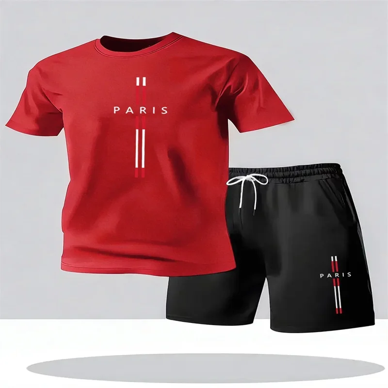 Paris Men'S Fashion - ชุดกีฬาผู้ชาย PARIS รุ่นใหม่ ชุดเสื้อกีฬาผู้ชาย คอวี แขนสั้น