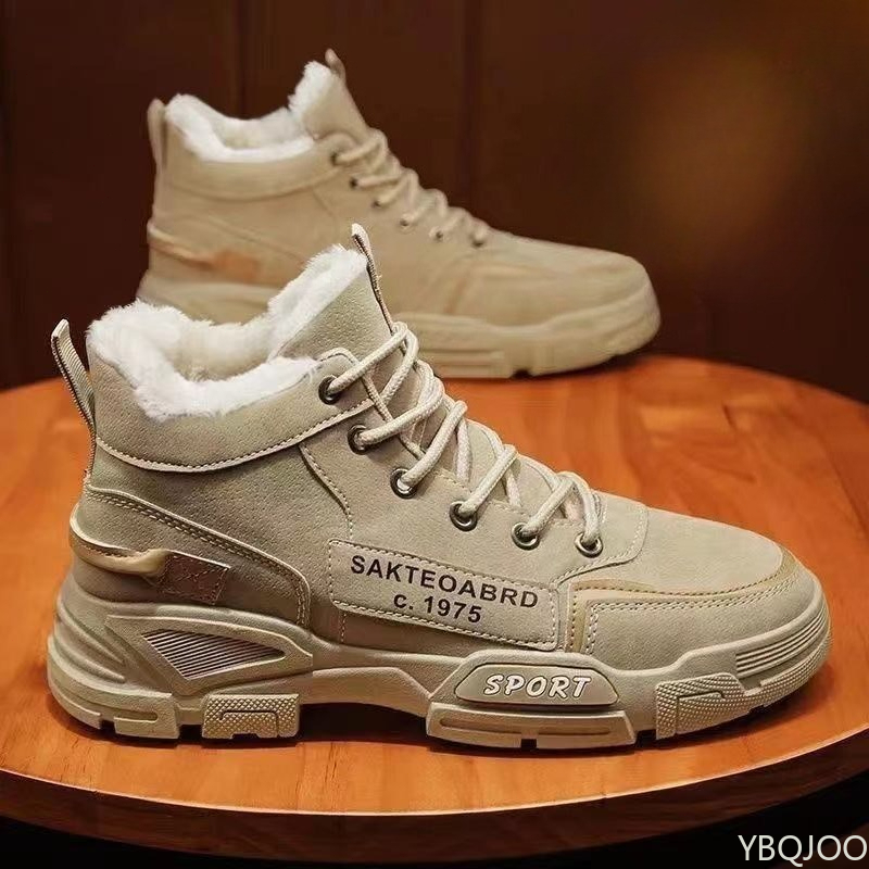 Men'S Fashion Footwear - รองเท้าบูททำงานผู้ชายแฟชั่นอเนกประสงค์ทรงสูง รุ่นใหม่สำหรับฤดูใบไม้ร่วงและฤดูหนาว รองเท้าผ้าฝ้ายบุผ้าอุ่นสบาย รองเท้ากันลื่นสำหรับหิมะ