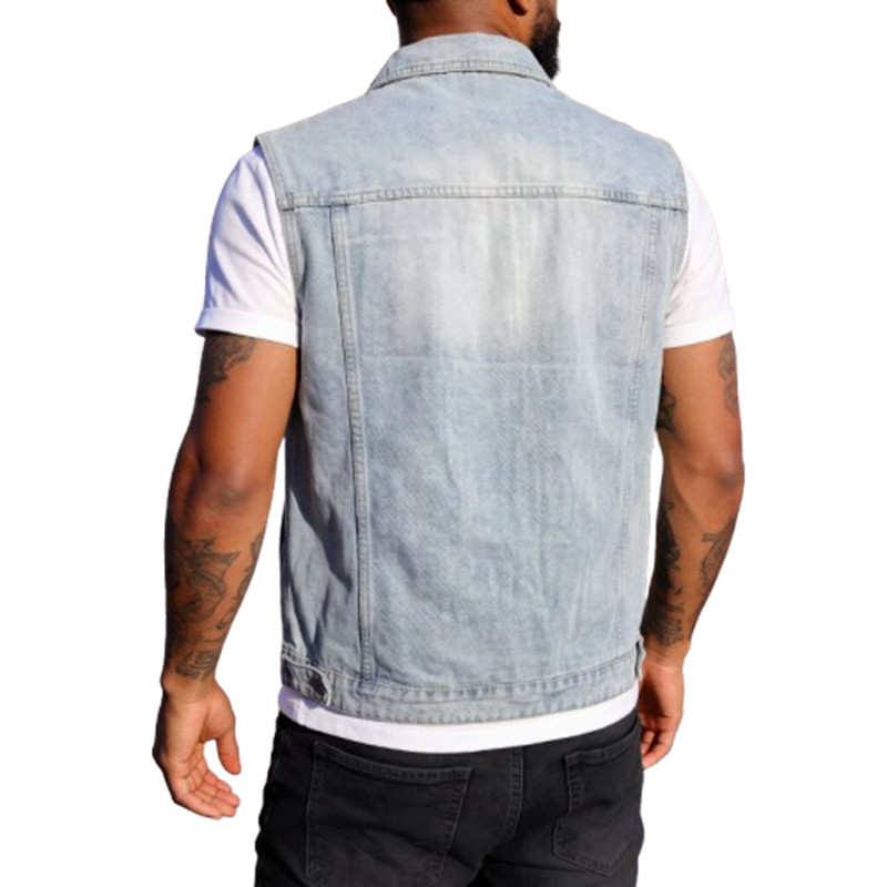 Men'S Fashion Vest With Jeans - เสื้อกั๊กยีนส์ผู้ชายแฟชั่นสไตล์วินเทจลำลองสำหรับฤดูใบไม้ผลิและฤดูร้อน เสื้อแจ็คเก็ตยีนส์แขนกุดทรงหลวมสไตล์สตรีทแวร์สำหรับขี่มอเตอร์ไซค์
