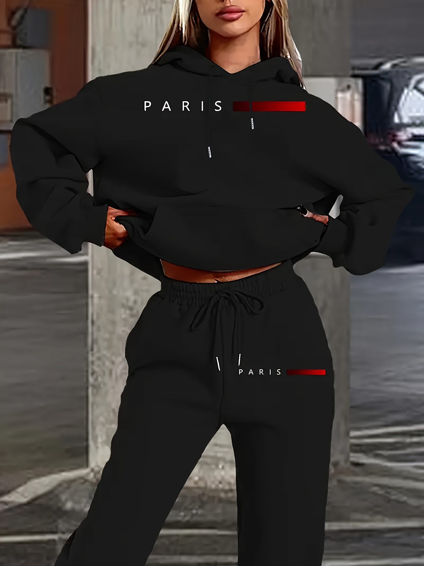 Paris Men'S Fashion - ชุดใหม่สำหรับผู้หญิง เสื้อฮู้ดดี้และกางเกงขายาว พิมพ์ลายตัวอักษร PARIS ชุดกีฬาคุณภาพสูง สำหรับฤดูใบไม้ผลิและฤดูใบไม้ร่วง