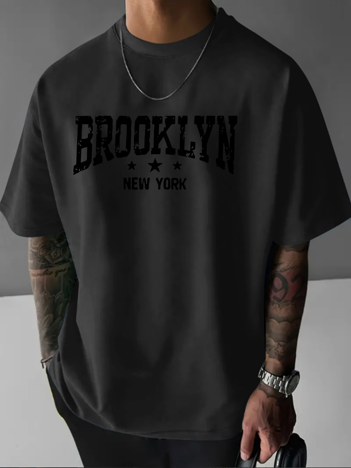 เสื้อยืดแขนสั้นคอกลมพิมพ์ลายบร - Men'S Fashion New York บทวิจารณ์และราคา