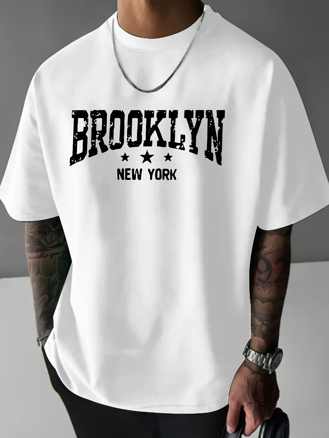 เสื้อยืดแขนสั้นคอกลมพิมพ์ลายบร - Men'S Fashion New York บทวิจารณ์และราคา
