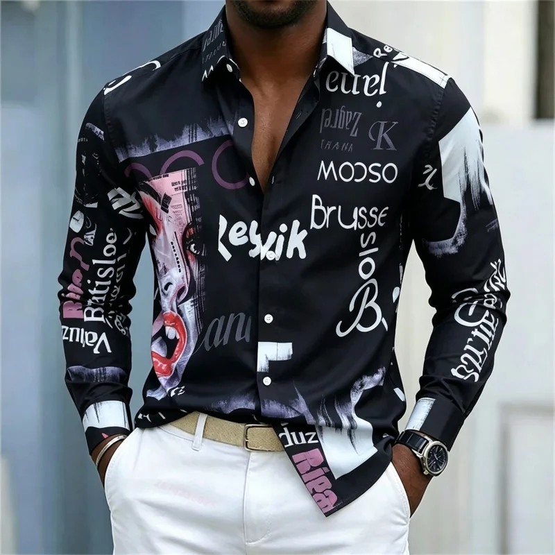 เสื้อเชิ้ตแขนยาวพิมพ์ลายสำหรับ - Mens Fashion Casual บทวิจารณ์และราคา
