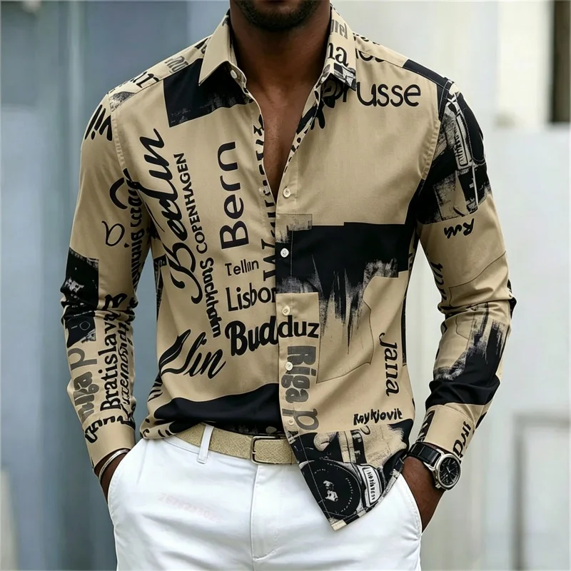 เสื้อเชิ้ตแขนยาวพิมพ์ลายสำหรับ - Mens Fashion Casual บทวิจารณ์และราคา