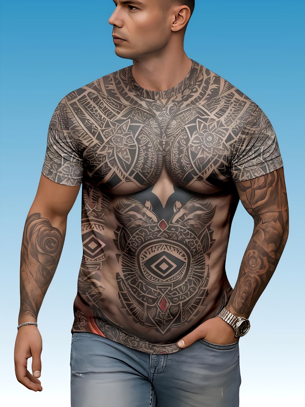 เสื้อยืดผู้ชายลายกล้ามเนื้อจำล - Muscle Tee Workout บทวิจารณ์และราคา