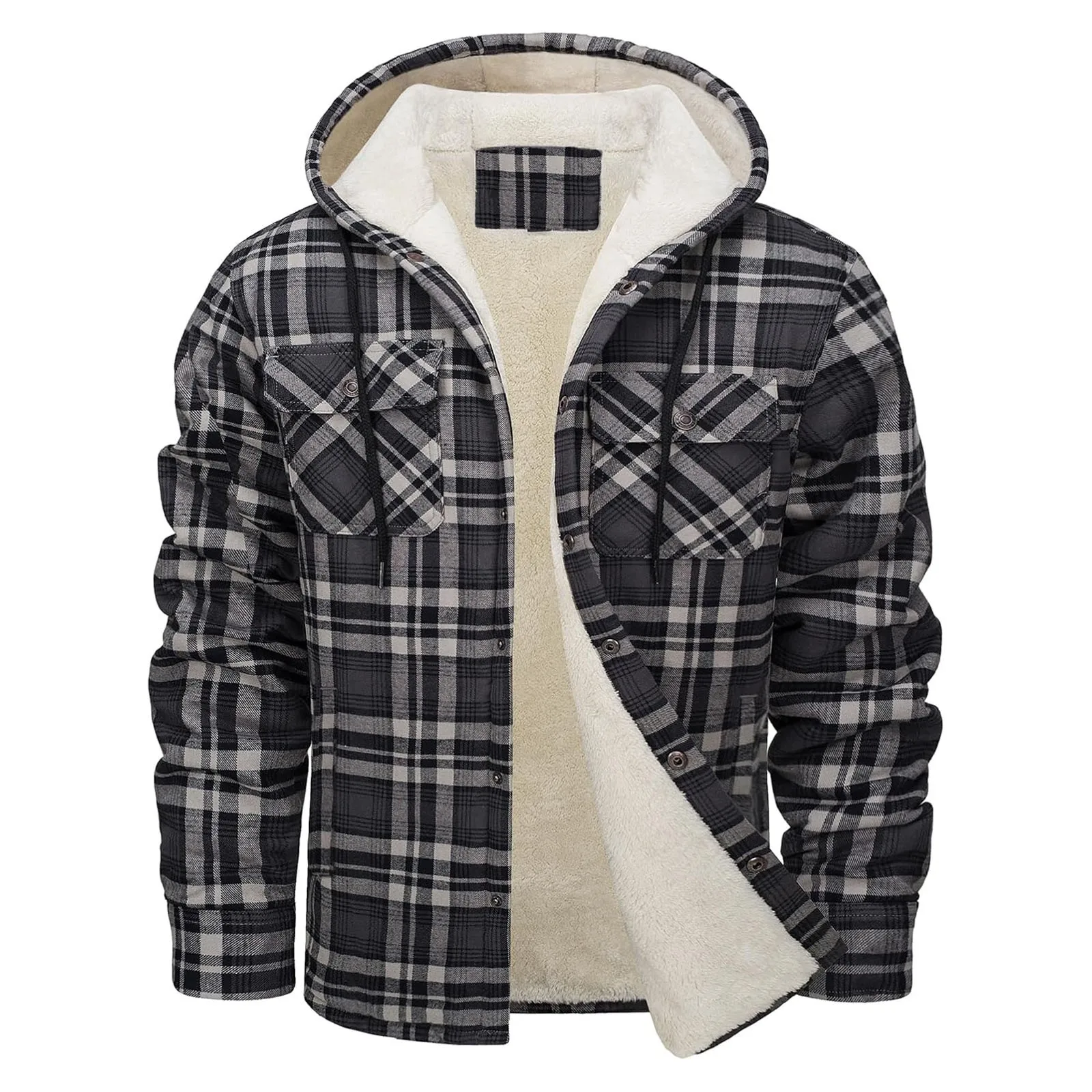 หนา WARM Flannel Hooded JACKET - Sherpa Jacket Fleece บทวิจารณ์และราคา