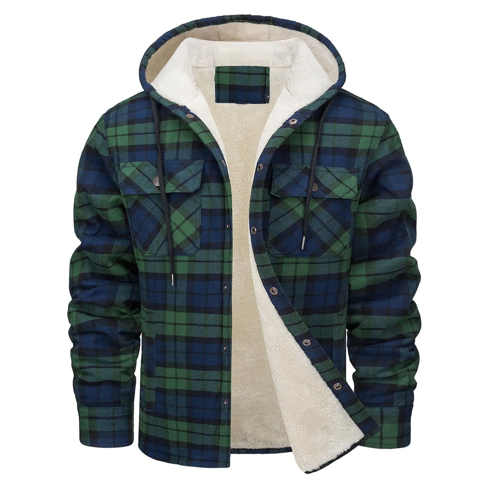หนา WARM Flannel Hooded JACKET - Sherpa Jacket Fleece บทวิจารณ์และราคา