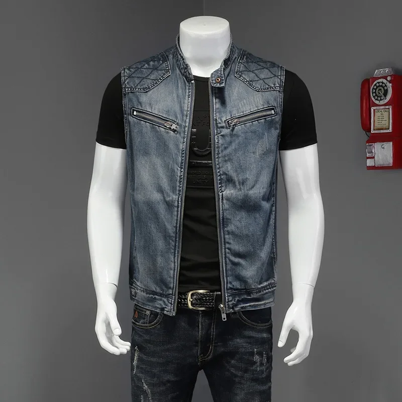 Pop ฤดูใบไม้ผลิฤดูใบไม้ร่วงใหม - Men'S Fashion Vest With Jeans บทวิจารณ์และราคา
