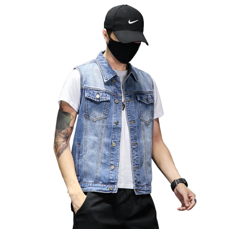 ใหม่แฟชั่นผู้ชายสีฟ้า DENIM เส - Men'S Fashion Vest With Jeans บทวิจารณ์และราคา