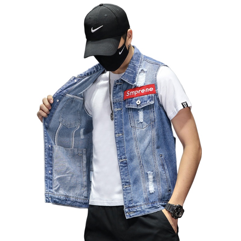 ใหม่แฟชั่นผู้ชายสีฟ้า DENIM เส - Men'S Fashion Vest With Jeans บทวิจารณ์และราคา