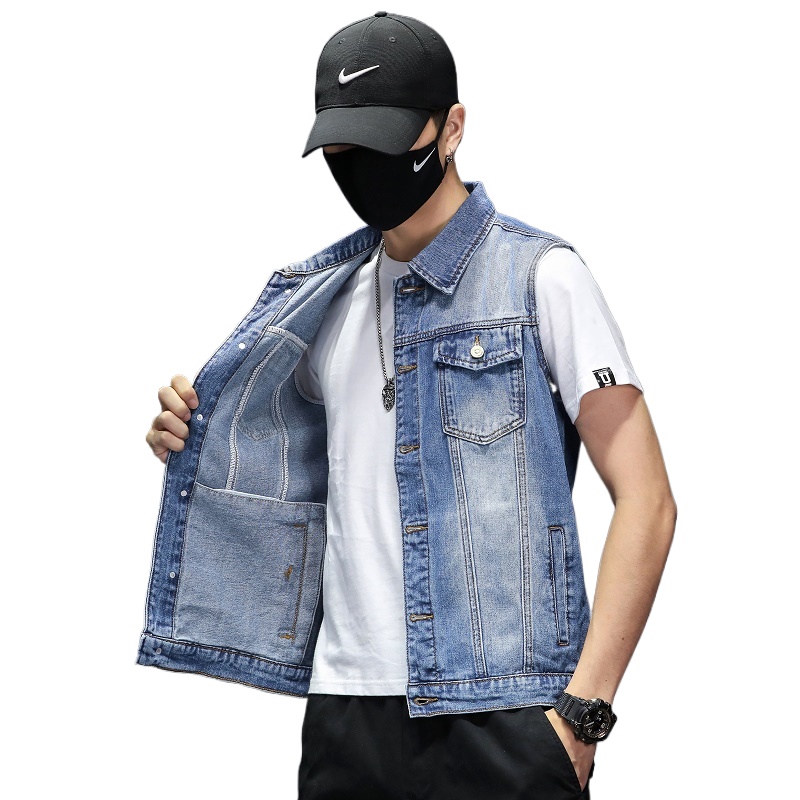 ใหม่แฟชั่นผู้ชายสีฟ้า DENIM เส - Men'S Fashion Vest With Jeans บทวิจารณ์และราคา