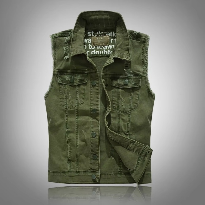ผู้ชาย Slim Denim เสื้อแจ็คเก็ - Men'S Fashion Vest With Jeans บทวิจารณ์และราคา