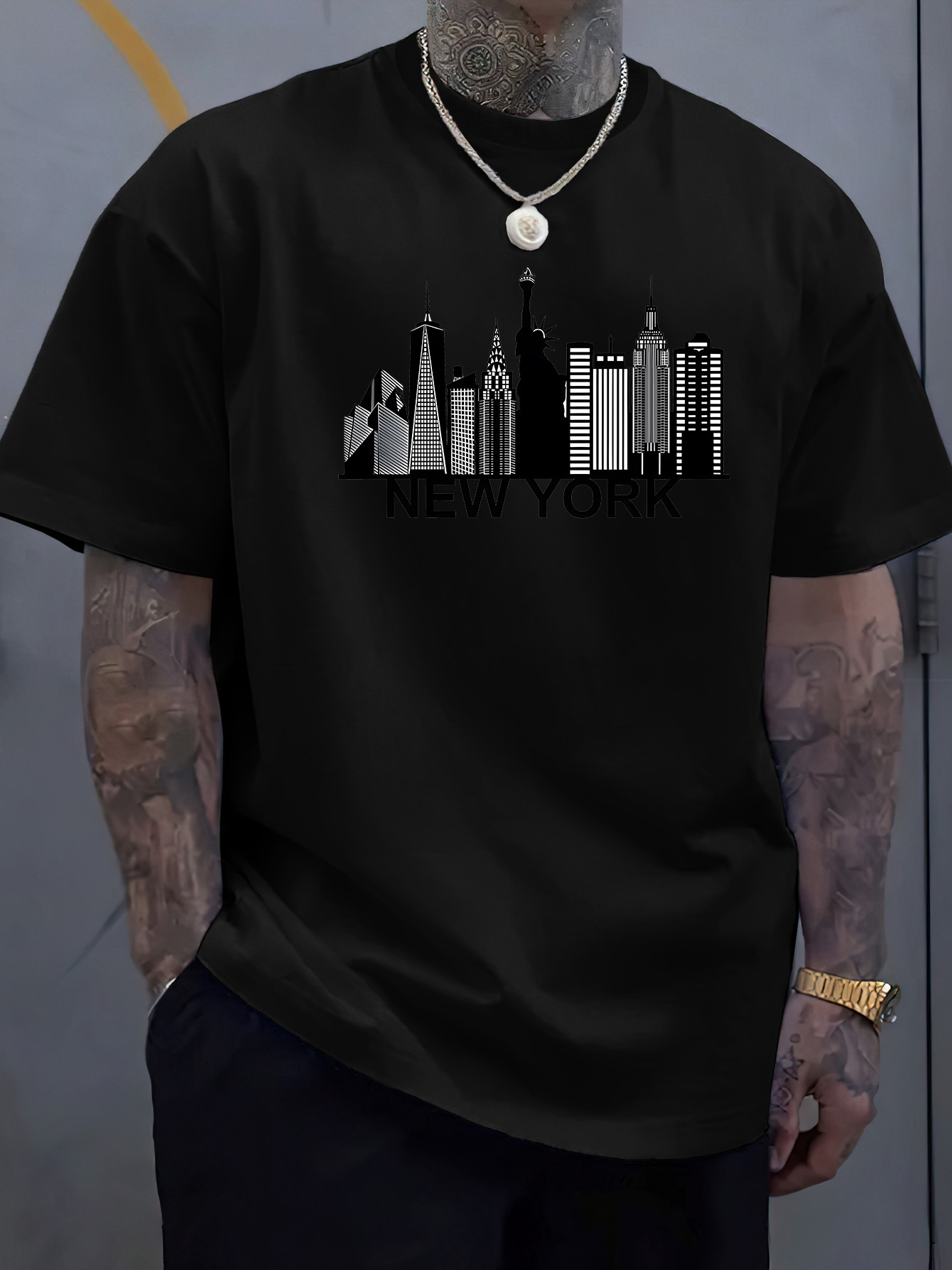 เสื้อยืดคอกลมแขนสั้นลายพิมพ์นิ - Men'S Fashion New York บทวิจารณ์และราคา