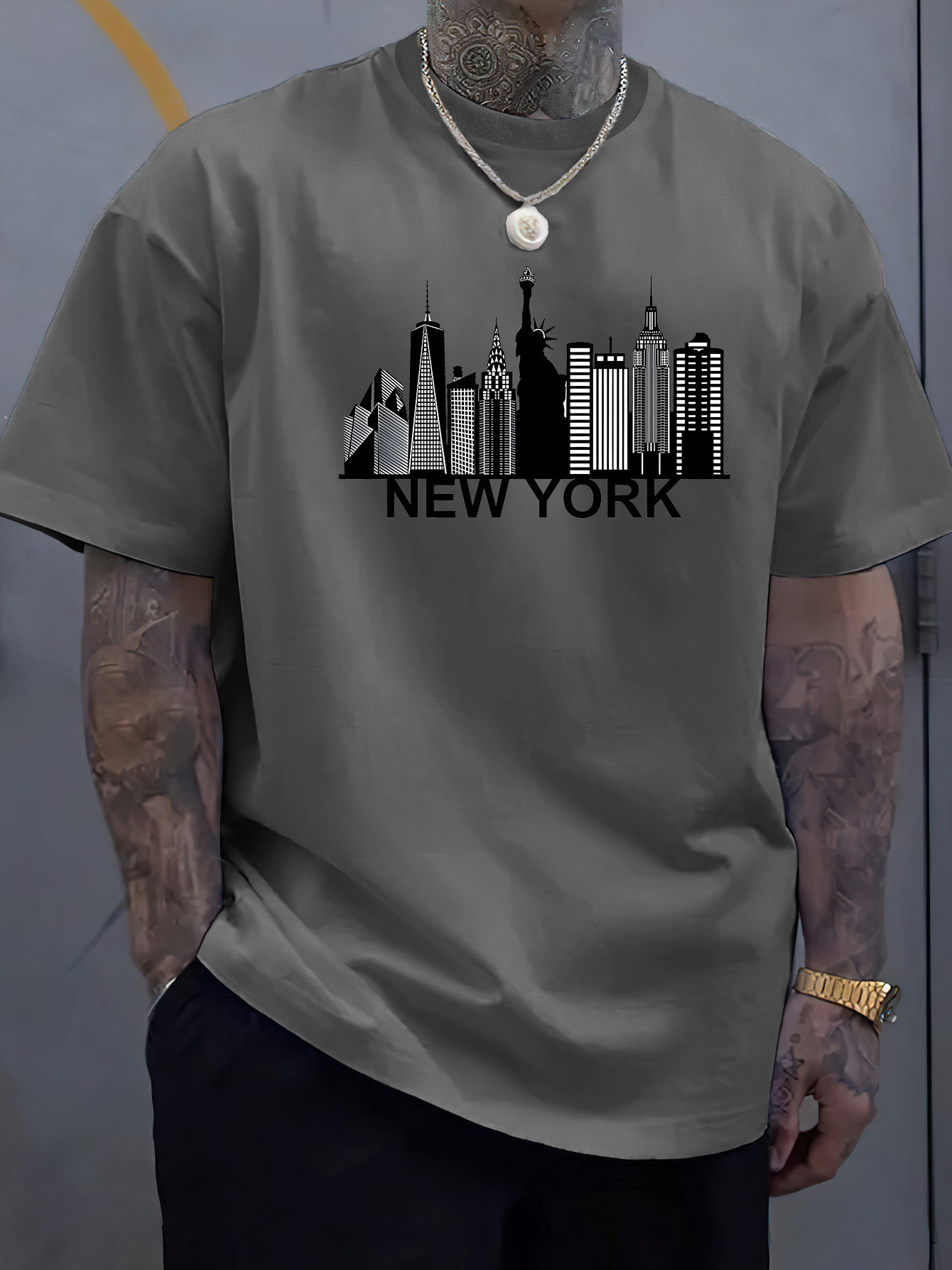เสื้อยืดคอกลมแขนสั้นลายพิมพ์นิ - Men'S Fashion New York บทวิจารณ์และราคา