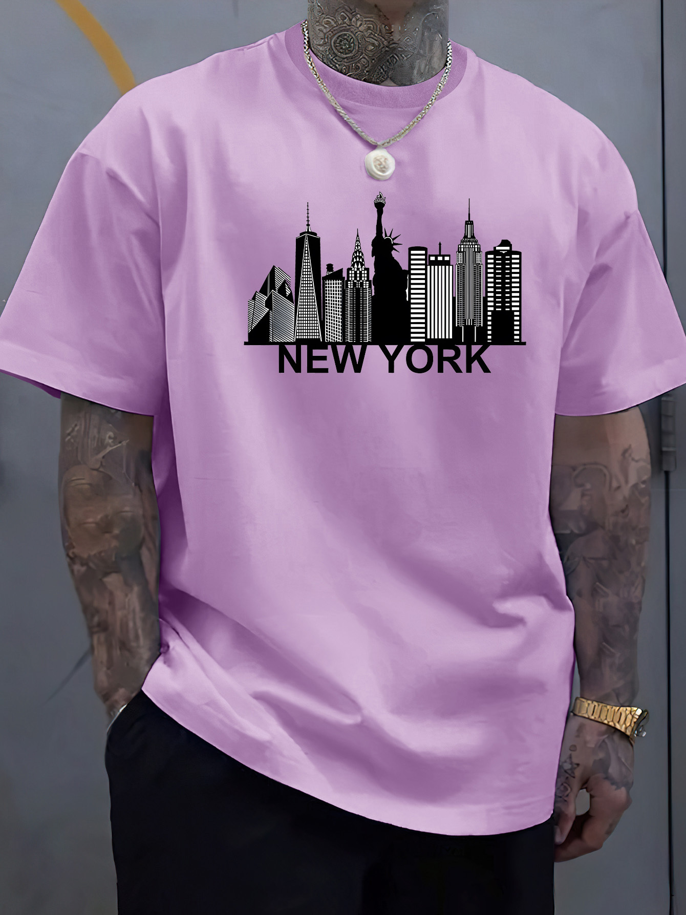 เสื้อยืดคอกลมแขนสั้นลายพิมพ์นิ - Men'S Fashion New York บทวิจารณ์และราคา