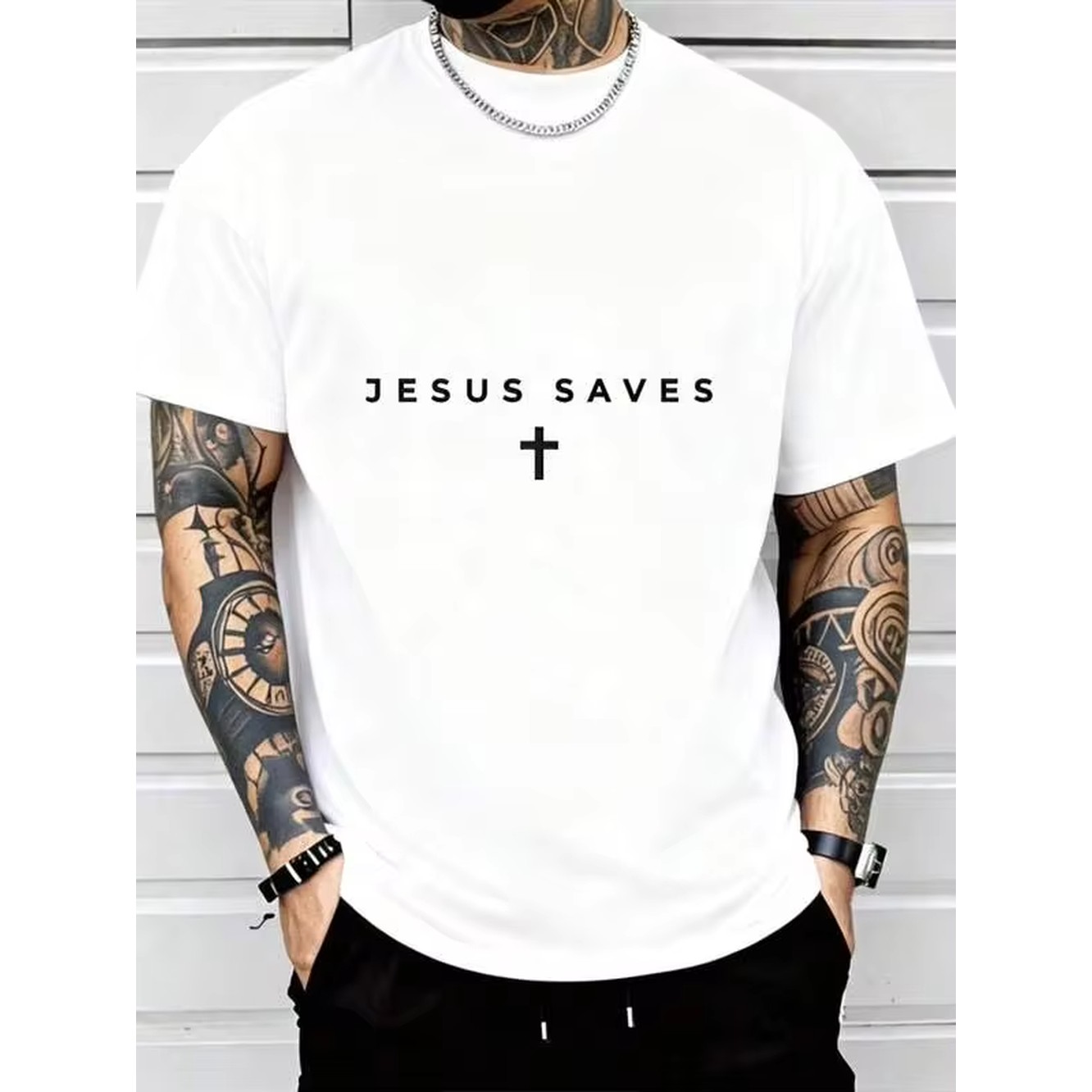 เสื้อยืดคอกลมผ้าฝ้ายพิมพ์ลายกร - Mens Fashion Black Shirt บทวิจารณ์และราคา