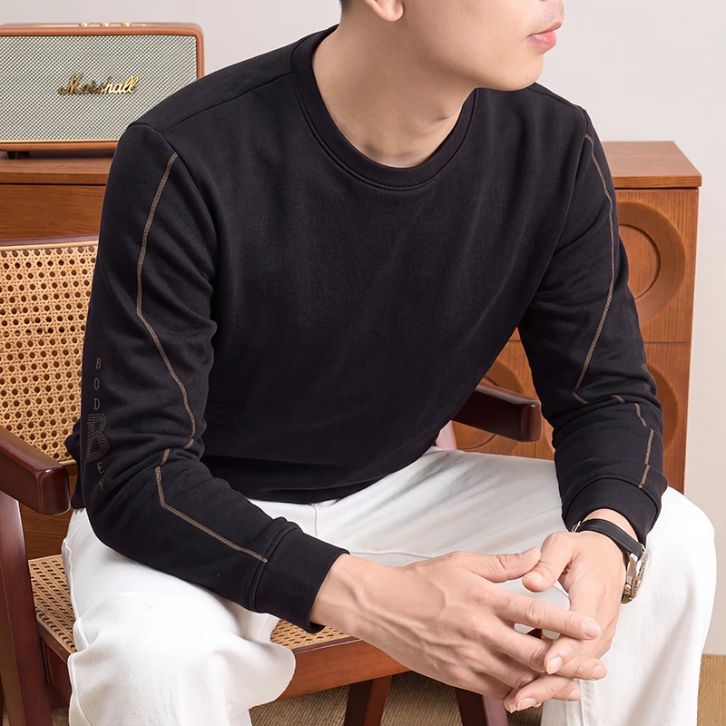 เสื้อสเวตเชิ้ตคอกลมแขนยาวสำหรั - Mens Fashion Casual บทวิจารณ์และราคา