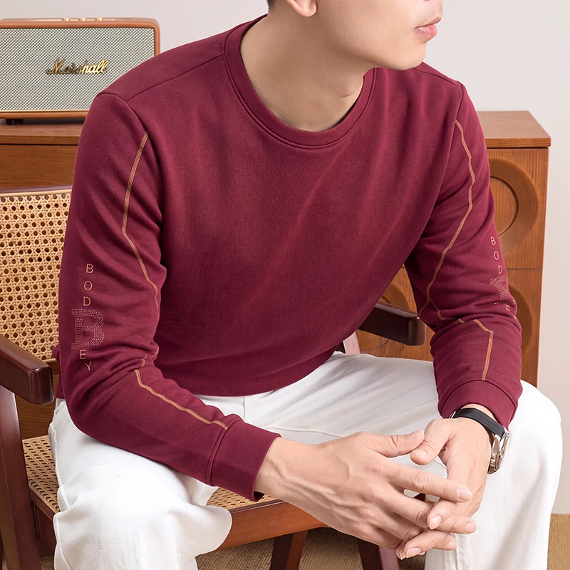 เสื้อสเวตเชิ้ตคอกลมแขนยาวสำหรั - Mens Fashion Casual บทวิจารณ์และราคา