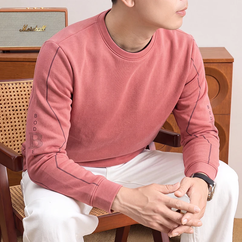 เสื้อสเวตเชิ้ตคอกลมแขนยาวสำหรั - Mens Fashion Casual บทวิจารณ์และราคา
