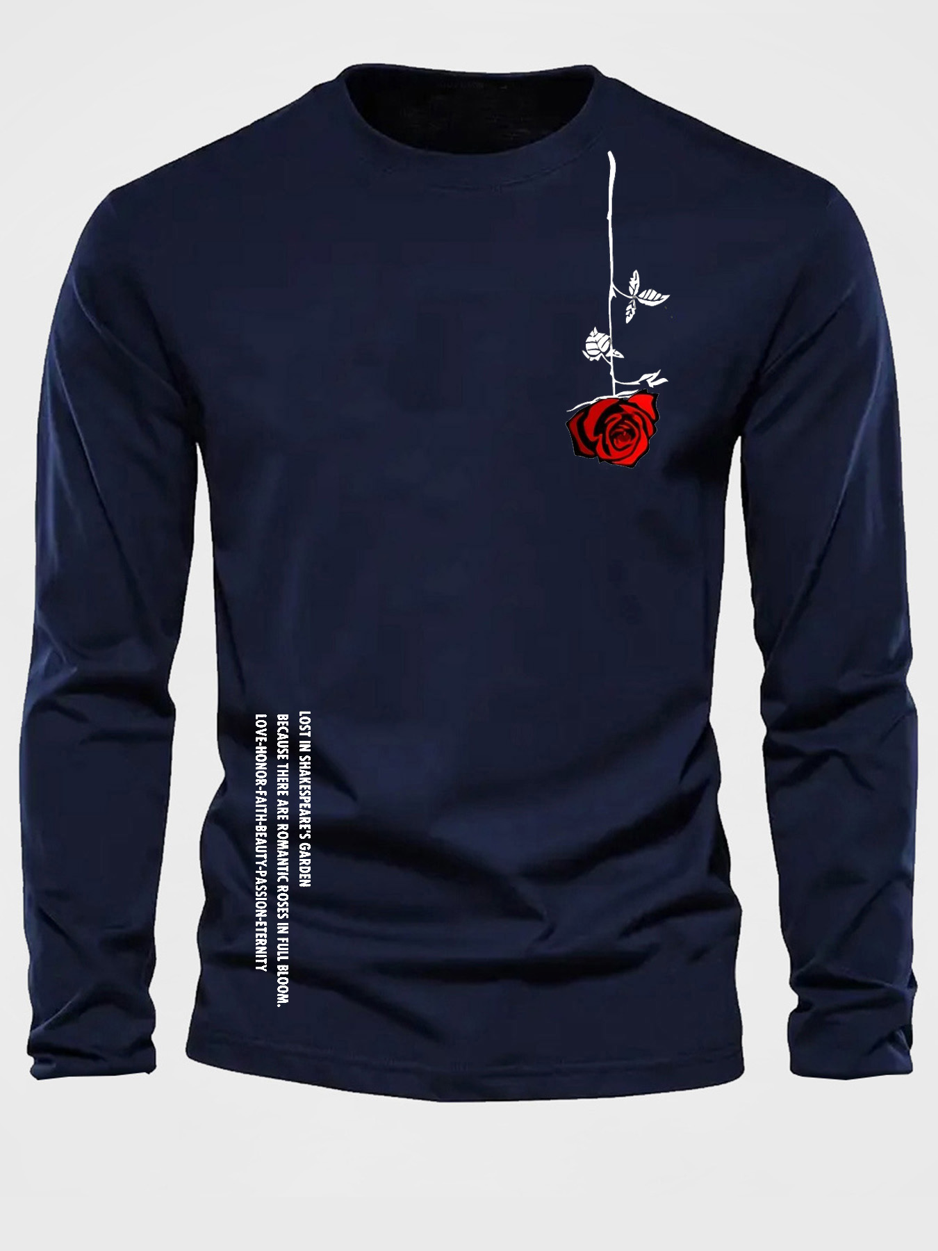 เสื้อยืดคอกลมแขนยาวผู้ชายผ้าฝ้ - Mens Fashion Casual บทวิจารณ์และราคา