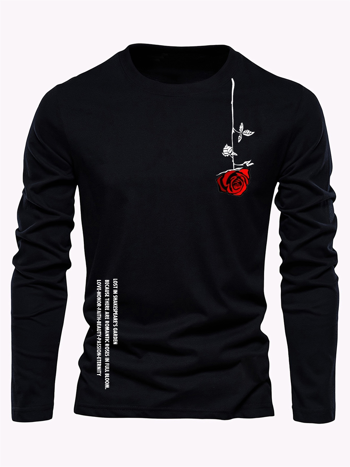 เสื้อยืดคอกลมแขนยาวผู้ชายผ้าฝ้ - Mens Fashion Casual บทวิจารณ์และราคา