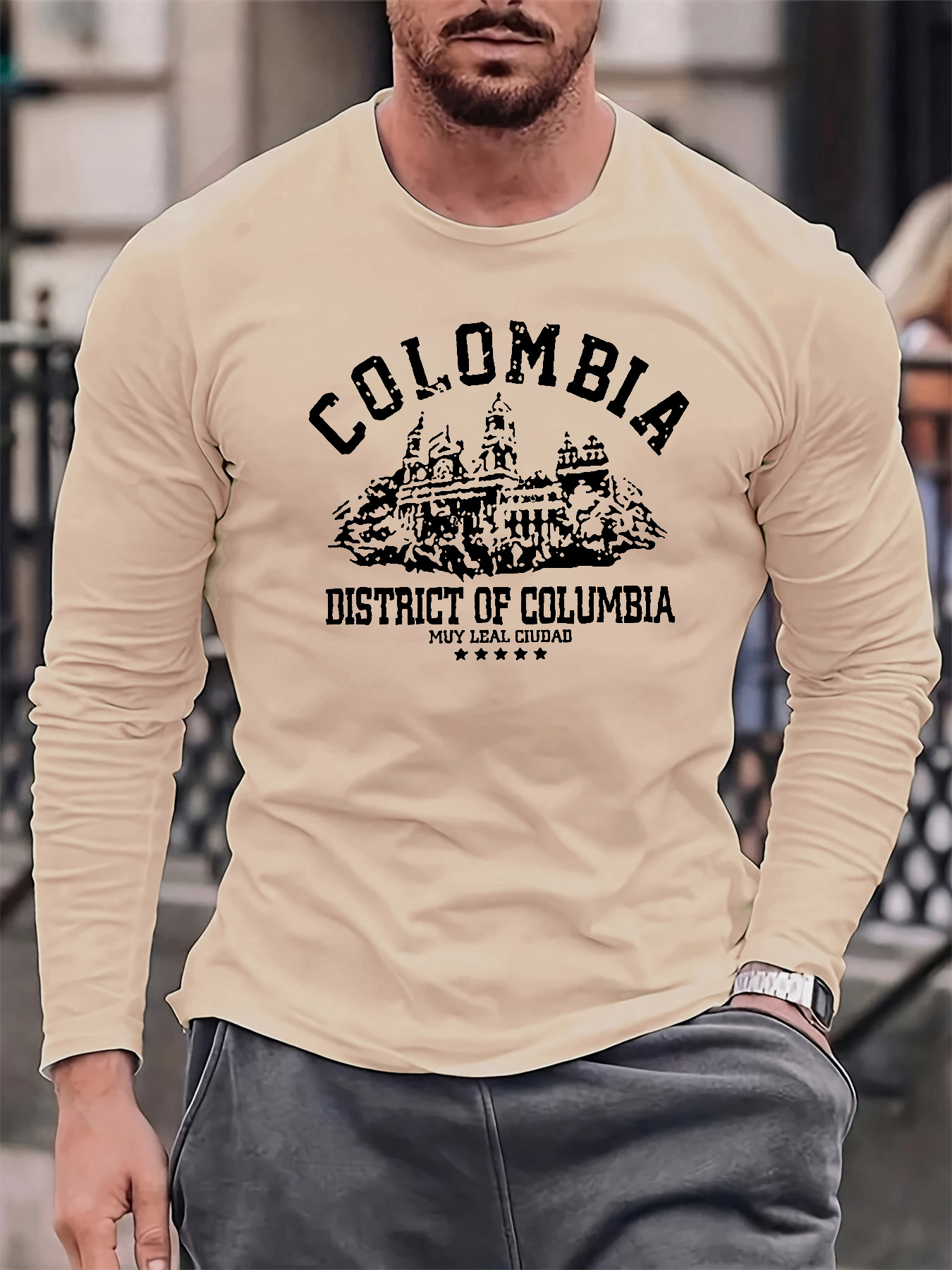 เสื้อยืดแขนยาวคอกลมผู้ชายผ้าฝ้ - Mens Fashion Casual บทวิจารณ์และราคา