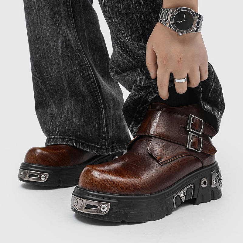 รองเท้าบูทแฟชั่นพังก์กอธทรงสูง - Men'S Fashion Footwear บทวิจารณ์และราคา